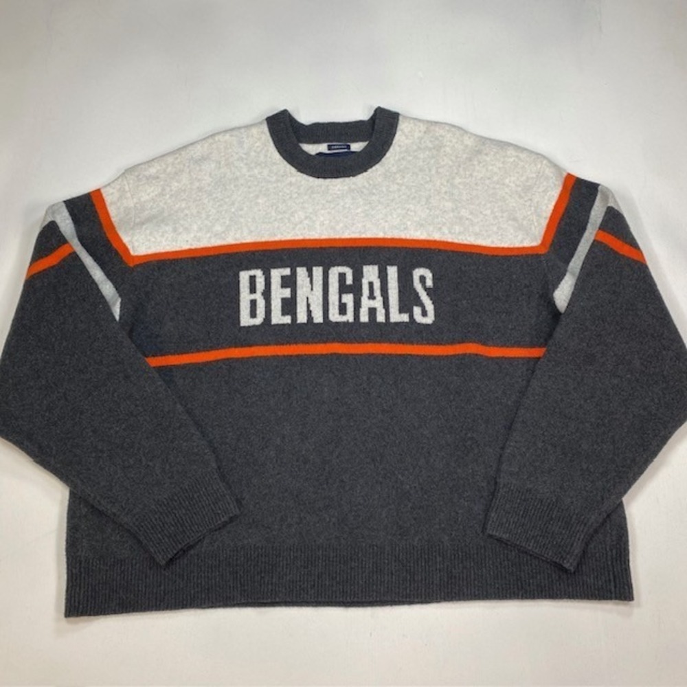 Abercrombie & Fitch NFL Cincinnati Bengals Oversized Sweater XXL Grey Orange NEW